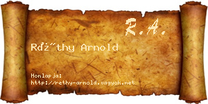 Réthy Arnold névjegykártya